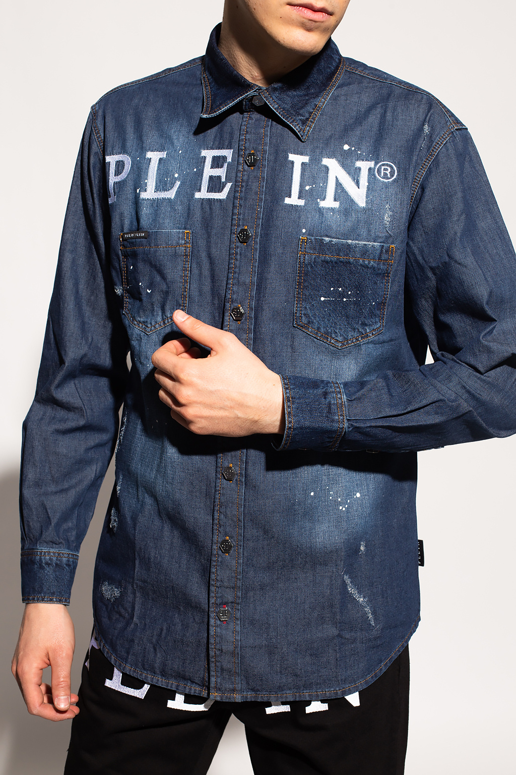 Philipp Plein Denim shirt with logo | Men's Clothing | Vitkac